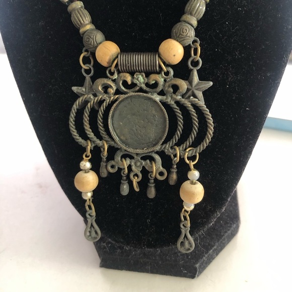 Vintage Bohemian Necklace with Coin Pendant - Picture 1 of 6
